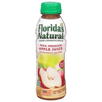 Florida&#39;s Natural 100% Premium Apple Juice, 14oz, 12 Bottles/Case