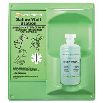 Honeywell Saline Eye Wash Wall Station, 16 oz. Bottle, 1 Bottle/Station
