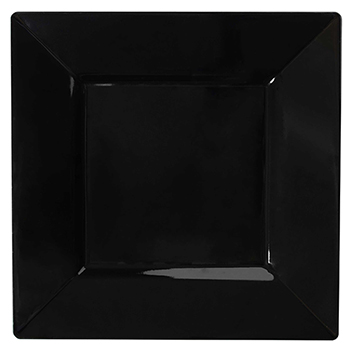 Fineline Square Dinner Plates, 9 1/2&quot; W x 9 1/2 in L, Black, 120 Plates/Case