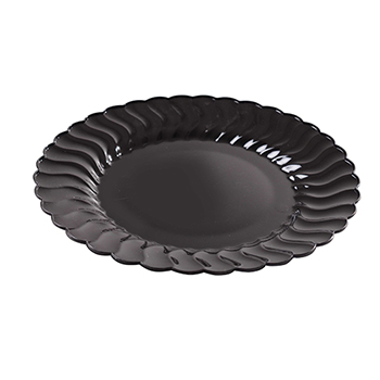 Fineline Round Dessert Plates, 9&quot;, Black, 180 Plates/Case