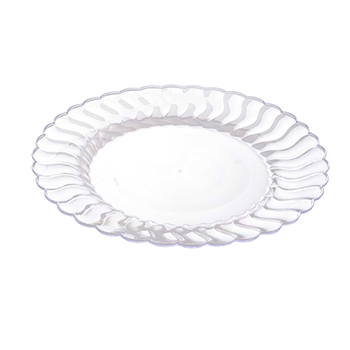 Fineline Round Dinner Plates, 9&quot;, Clear, 180 Plates/Case