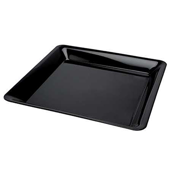 Fineline 12&quot; X 12&quot; Square Polypropylene Platter, Black, 25/CS
