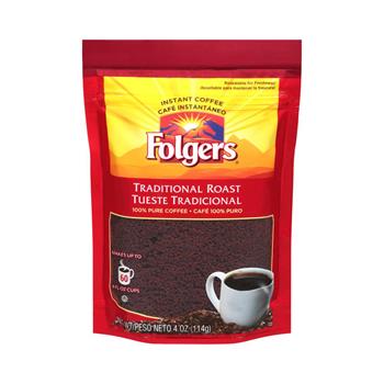 Folgers Traditional Roast Instant Coffee, 4 oz, 24/Case