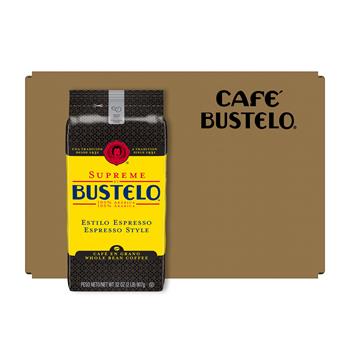 Caf&#233; Bustelo Wholebean Coffee Bag, 32 oz, 4 Bags/Case