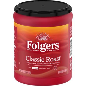 Folgers Coffee Classic Roast, 9.6 oz, 6/Case