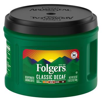 Folgers Ground Coffee, Classic Roast Decaffeinated, 19.2 oz., Canister