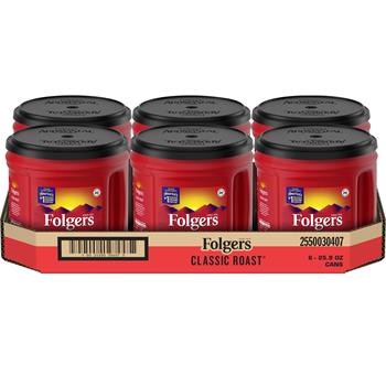 Folgers Ground Coffee, Classic Roast, 25.9 oz. Canister, 6/CT