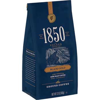 1850 Coffee, Black Gold, Dark Roast Ground, 12 oz. Bag