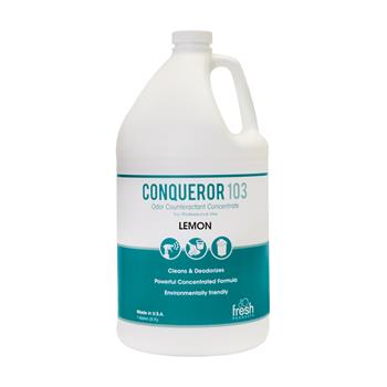 Fresh Products Conqueror 103 Odor Counteractant Concentrate, Lemon, 1 Gal Bottle, 4/Carton