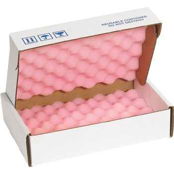 W.B. Mason Co. Anti-Static Foam Shippers, 12 in x 8 in x 2-3/4 in, Pink/White, 24/Case