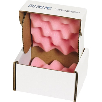 W.B. Mason Co. Anti-Static Foam Shippers, 5 in x 5 in x 3 in, Pink/White, 24/Case