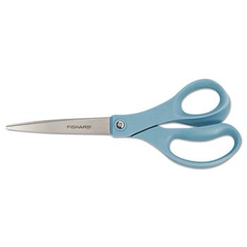 Fiskars&#174; Scissors, 8 in. Length, Straight, 3 1/2 in. Cut, Right Hand, Blue