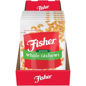 Fisher Premium Whole Cashews, 5 oz, 6/Carton