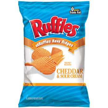 Ruffles Cheddar &amp; Sour Cream Chips, 1.5 oz. per Bag, 64/CS