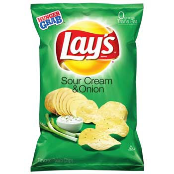 Lay&#39;s Sour Cream &amp; Onion Flavored Potato Chips, 1.5 oz, 64/Case
