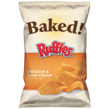 Ruffles Baked Cheddar &amp; Sour Cream Chips, 1.25 oz. per Bag, 64/CT
