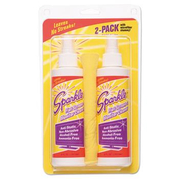 Sparkle Flat Screen &amp; Monitor Cleaner, Pleasant Scent, 8 oz Bottle, 2/Pack, 6/Ctn