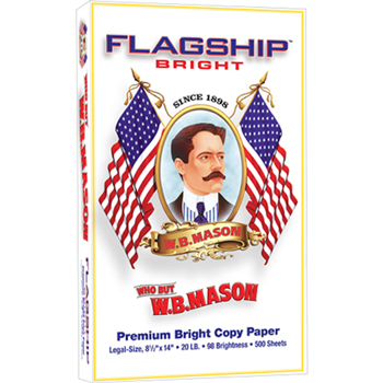 Flagship™ Bright Premium Bright Copy Paper, 8-1/2&quot; x 14&quot;, 20 lb., Extra Bright, 500/RM