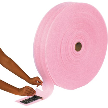W.B. Mason Co. Perforated Anti-Static Foam Rolls, 12 in x 550 ft, 1/8 in Thick, Pink, 6 Rolls/Bundle