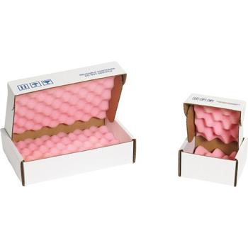 W.B. Mason Co. Anti-Static Foam Shippers, 10 in x 6 in x 2 in, Pink/White, 24/Case