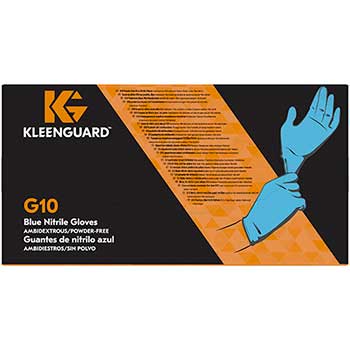 KleenGuard G10 Blue Nitrile Gloves, Powder-Free, Blue, Medium, 100/Box