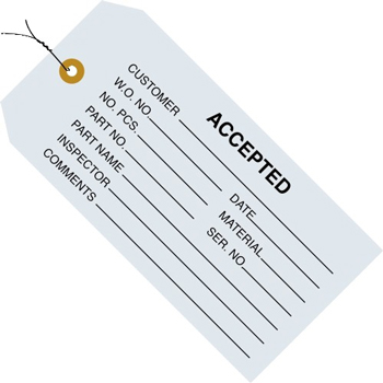 W.B. Mason Co. Inspection Tags, Pre-Wired, AccepteD, 4 3/4&quot; x 2 3/8&quot;, Blue, 1000/CS