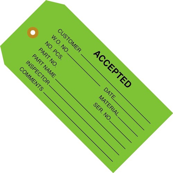 W.B. Mason Co. Inspection Tags, AccepteD, 4 3/4&quot; x 2 3/8&quot;, Green, 1000/CS