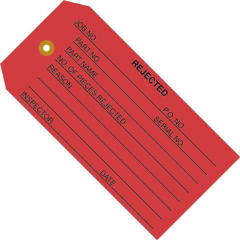 W.B. Mason Co. Inspection Tags, RejecteD, 4 3/4&quot; x 2 3/8&quot;, Red, 1000/CS