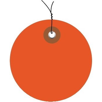 W.B. Mason Co. Plastic Circle Tags, Pre-Wired, 3&quot;, Orange, 100/CS