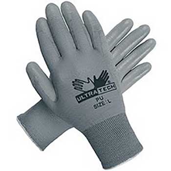 MCR Safety Memphis UltraTech PU Glove, 13 Gauge Gray Naylon, Gray PU Palm Coated, XL, 12/DZ