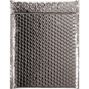 W.B. Mason Co. Glamour Bubble Lined Self-Seal Mailers, 9 in x 11-1/2 in, Silver, 100/Case