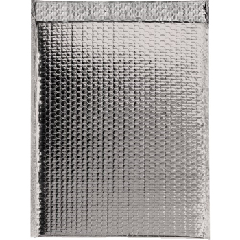 W.B. Mason Co. Glamour Bubble Lined Self-Seal Mailers, 13 in x 17-1/2 in, Silver, 100/Case
