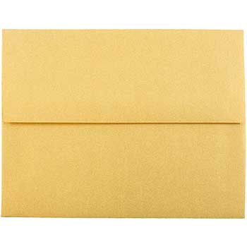 JAM Paper A2 Metallic Invitation Envelopes, 4 3/8&quot; x 5 3/4&quot;, Gold Stardream, 250/CT