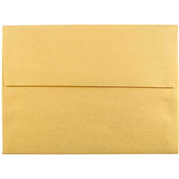 JAM Paper A6 Metallic Invitation Envelopes, 4 3/4&quot; x 6 1/2&quot;, Gold Stardream, 50/BX