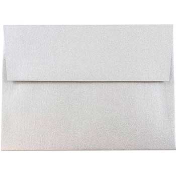 JAM Paper A6 Metallic Invitation Envelopes, 4 3/4&quot; x 6 1/2&quot;, Silver Stardream, 50/BX