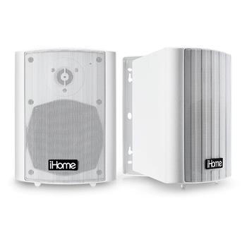 iHome Waterproof Mountable Outdoor Bluetooth Speakers, 5.25 in, White