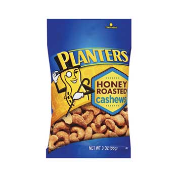 Planters Honey Roasted Cashews, 6 oz. Bags, 12/CS