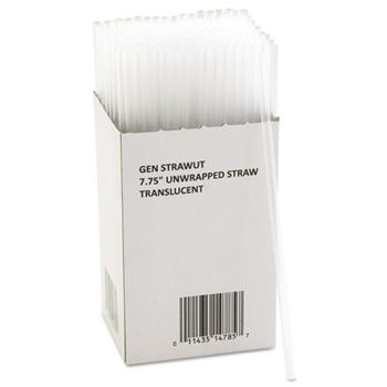 GEN Unwrapped Jumbo Straws, 7.75&quot;, Plastic, Translucent, 225/Pack, 50 Packs/Carton