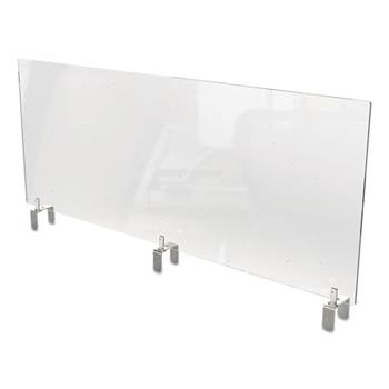 Ghent Clear Partition Extender with Attached Clamp, 48 x 3.88 x 24, Thermoplastic Sheeting