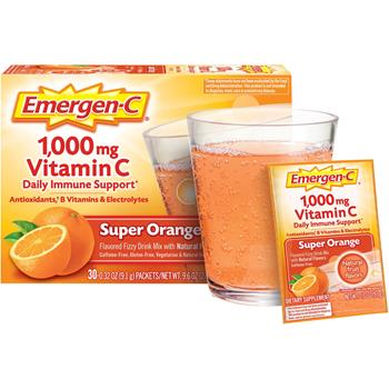 Emergen-C Vitamin C Drink Mix, Immune Support, Super Orange, 0.32 oz Packets, 30/BX