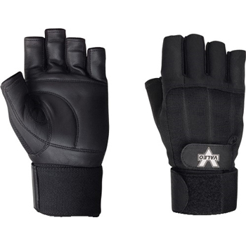 W.B. Mason Co. Pro Material Handling Fingerless Gloves w/Wrist Strap, Medium, Black, 4/CS