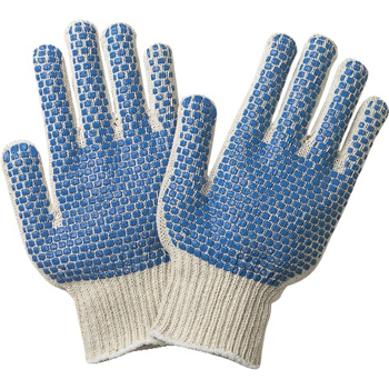 W.B. Mason Co. PVC Dot Knit Gloves, Small, Blue/White, 24/CS