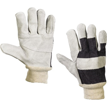 W.B. Mason Co. Leather Palm w/Knit Wrist Gloves, Large, Black/White, 24/CS