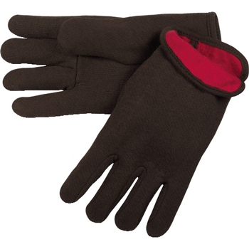 W.B. Mason Co. Lined Jersey Cotton Gloves, Large, Brown, 24/CS