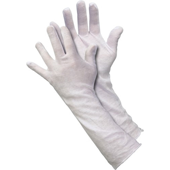 W.B. Mason Co. Cotton Inspection Ext. Cuff Gloves, 2.5 oz., Large, White, 24/CS
