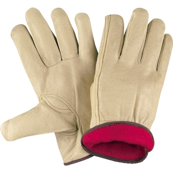 W.B. Mason Co. Pigskin Leather Drivers Gloves, Lined, Medium, Natural, 6/CS