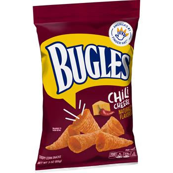 Bugles Crispy Corn Chips, Chili Cheese, 3 oz, 6/Case