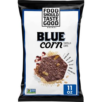 Food Should Taste Good Blue Corn Tortilla Chips, 1.5 oz, 24/Case