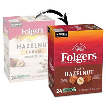 Folgers Toasty Hazelnut Coffee K-Cups, 4 Boxes of 24 Pods, 96/Carton