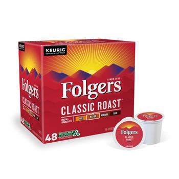 Folgers Classic Roast, K-Cup Pods, Medium Roast Coffee, 48/Box
